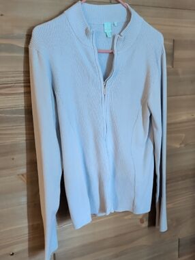 Shu/Shu Light Blue Zip-Front Womens Sweater